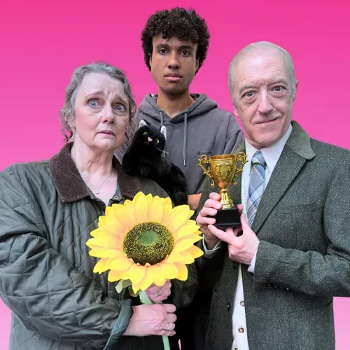 Production image for Murder on the Allotment, reflecting theatre, belonging, prejudice and unexpected human connection.