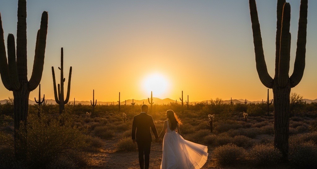 Best time to get married in Arizona - desert golden hour wedding | Heartcraft Wedding Films