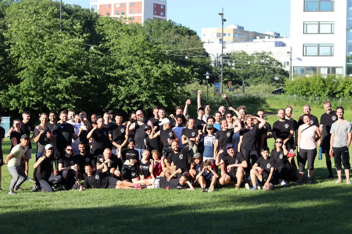 A couple of men working out in a gym
