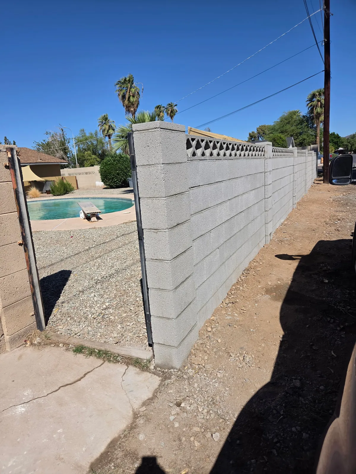 Block wall with pilaster and gate opening in Phoenix, AZ