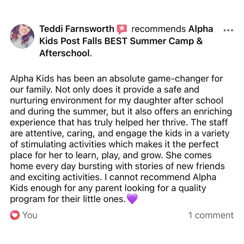 5 Star Review For Alpha Kids