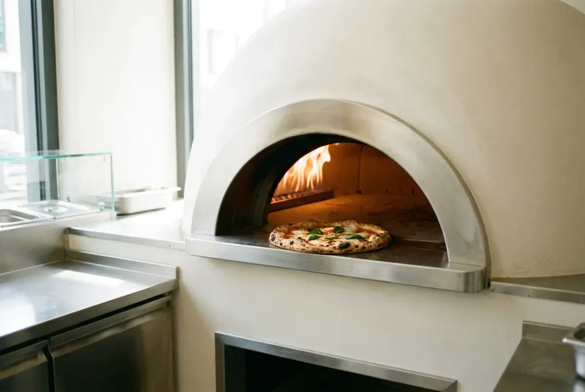 Im echten Steinofen gebackene neapolitanische Pizza