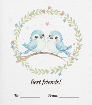 Two Bluebirds "Best Friends" Valentine Card