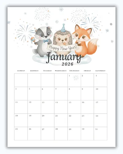 Woodland January 2026 Calendar