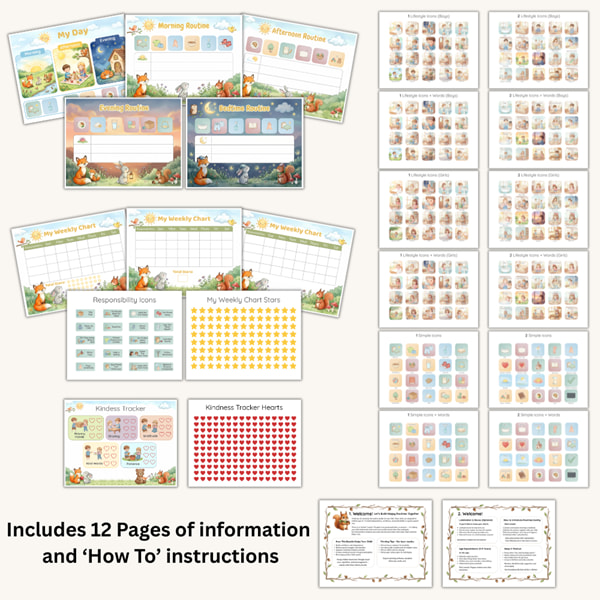 Woodland Routine Charts Bundle pages