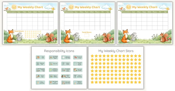 My Weekly Chart, Responsibility Icons & My Weekly Chart Stars