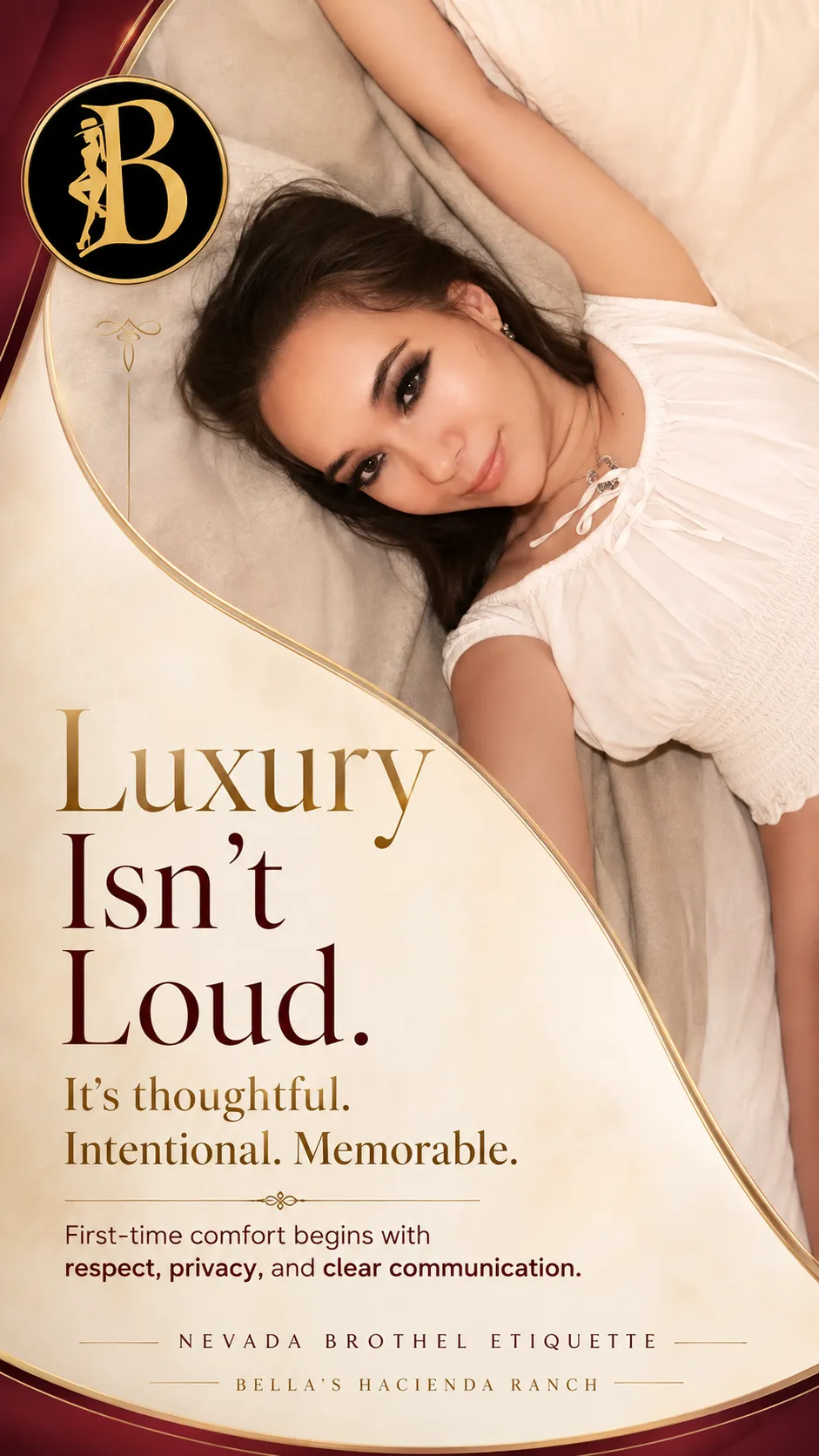 Elegant Bella’s Hacienda Ranch graphic about thoughtful, intentional and memorable hospitality.