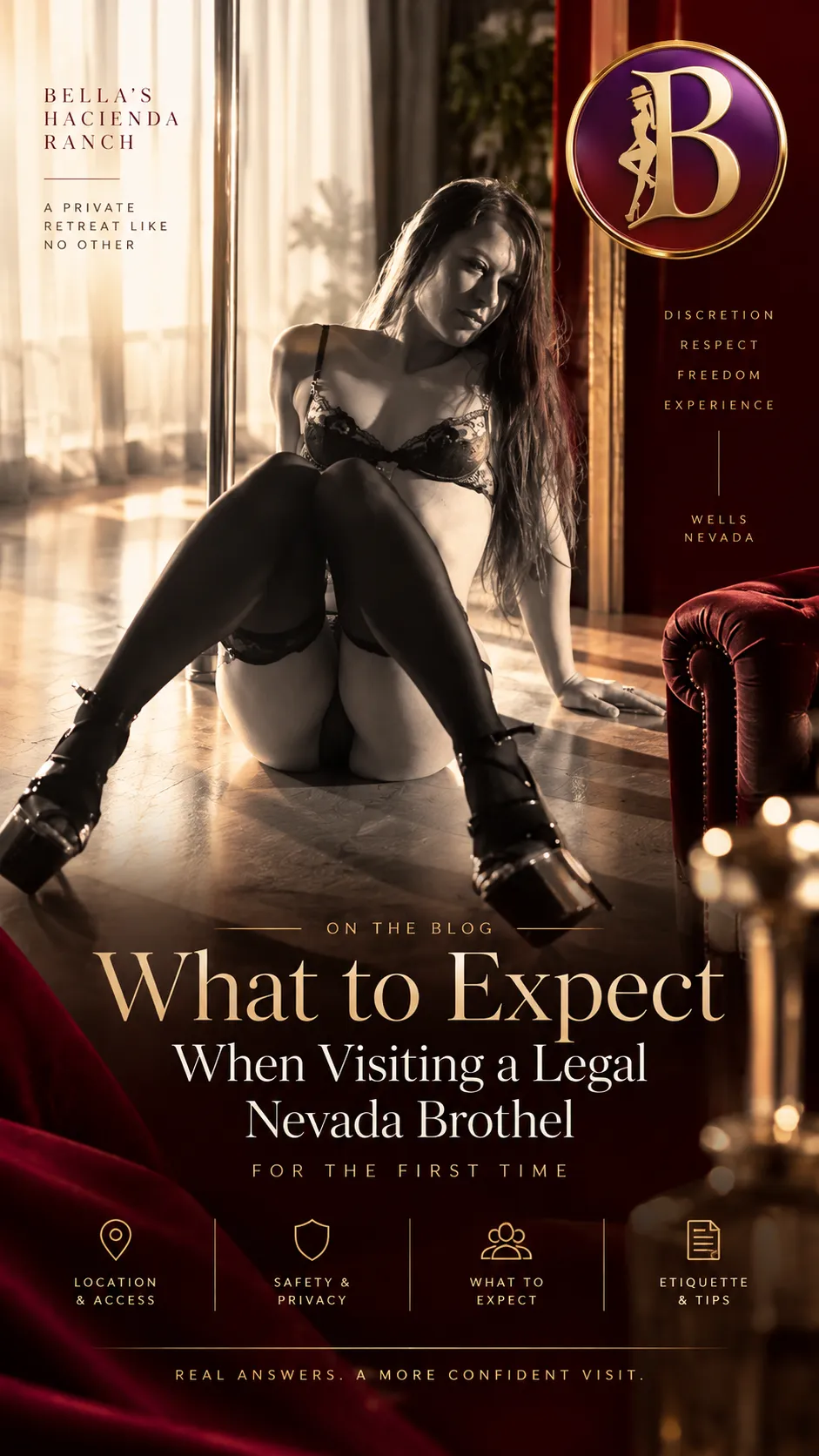 Elegant portrait representing the atmosphere of a private Nevada hospitality experience