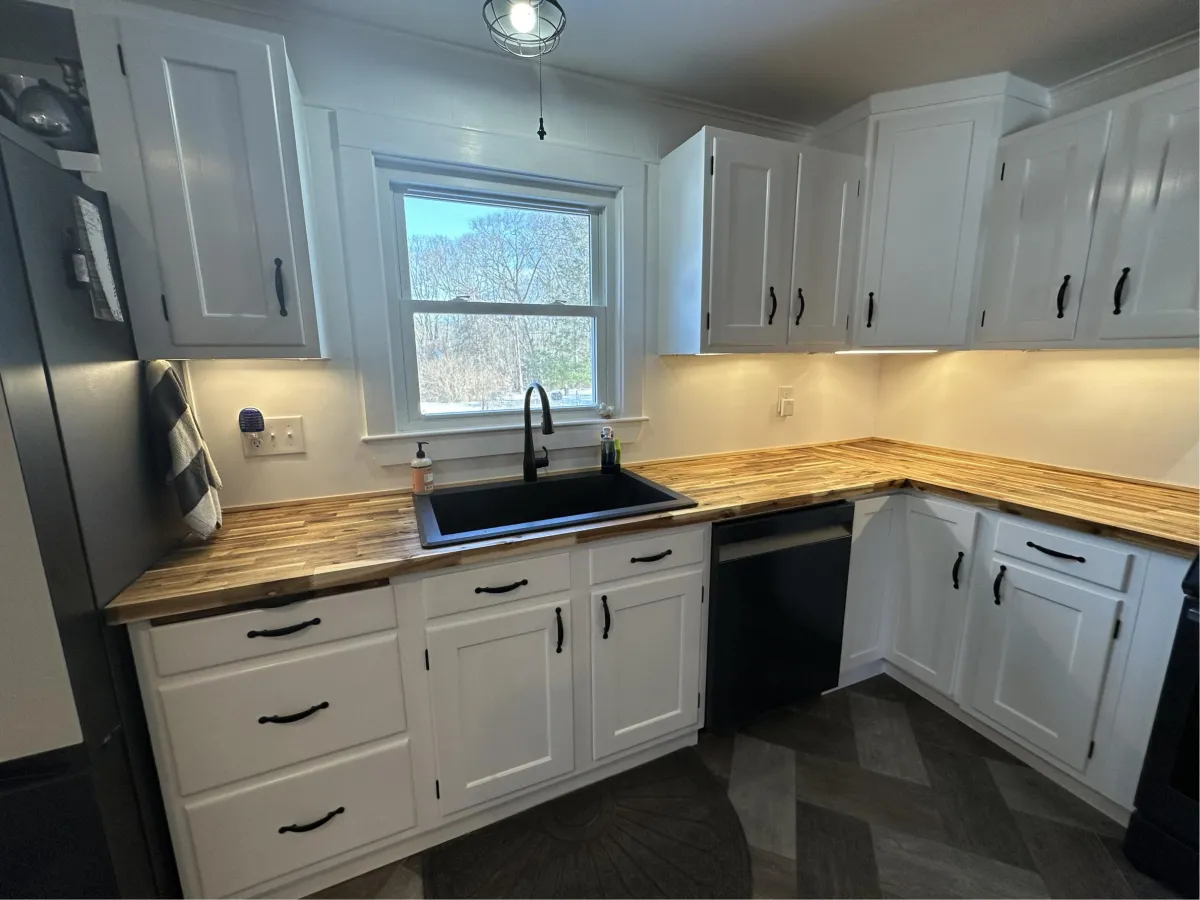 kitchen remodel in Windham County with new cabinets and countertops