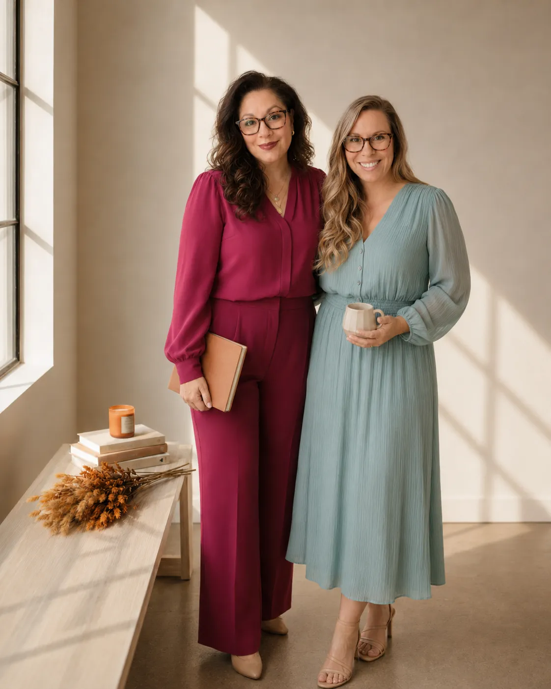 Warm lifestyle photo of Kelsey and Cindy