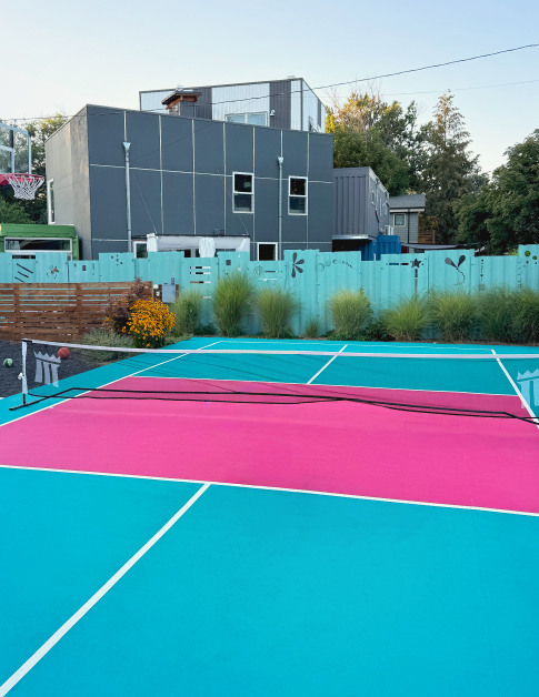 Pink Blue Pickleball Court