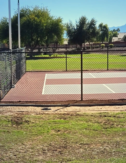 Red Green Fenced Pickleball Court