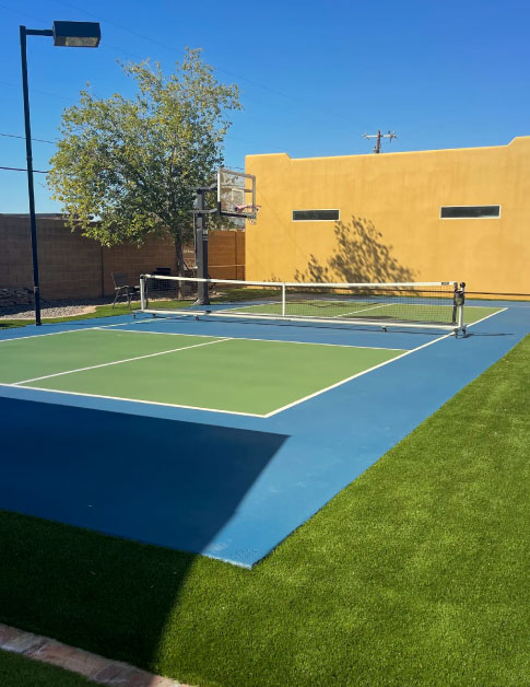 Red Green Fenced Pickleball Court