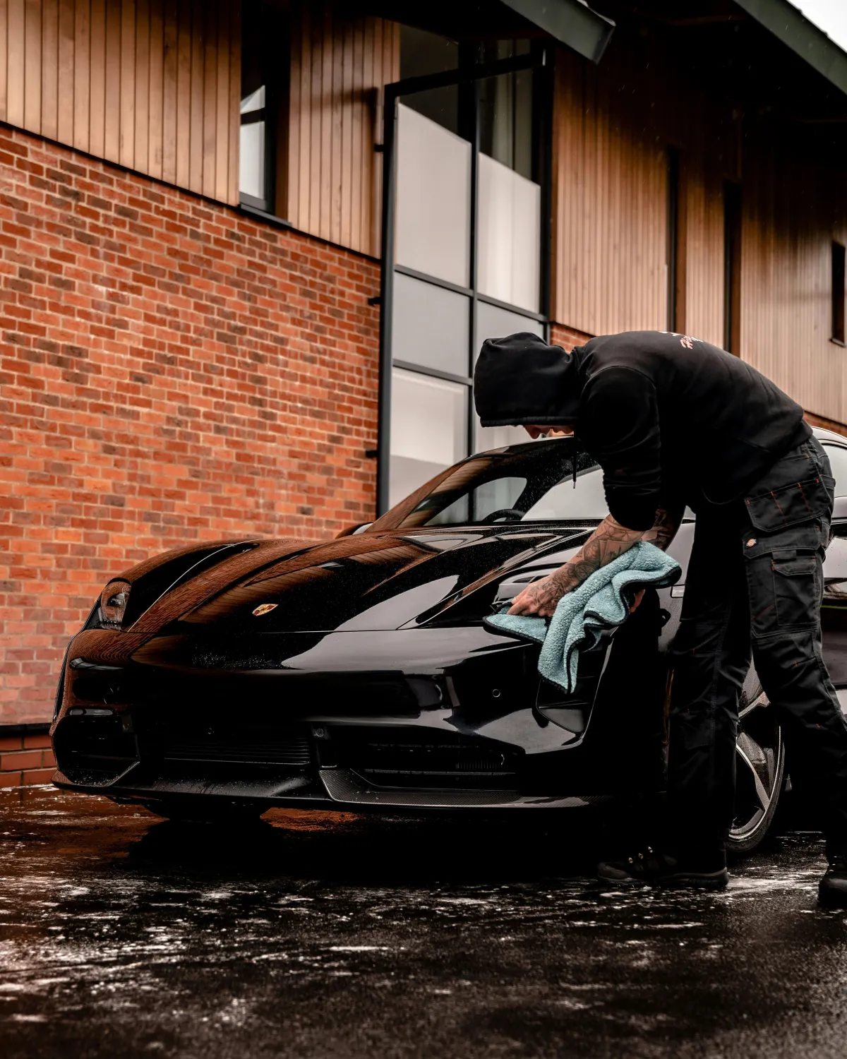 Careful exterior hand washing avoiding automated brushes