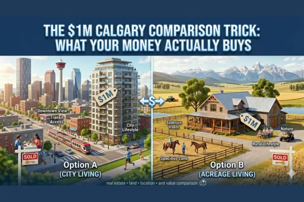 Calgary real estate value comparison showing property differences at one million dollar price point