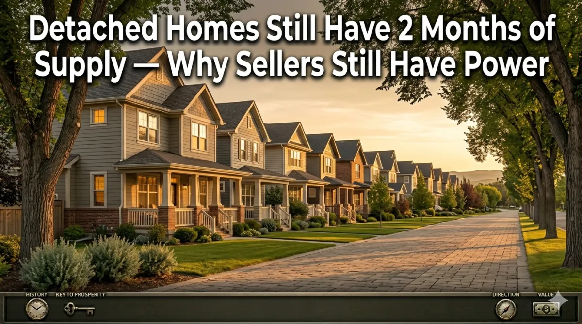 Calgary inner-city detached homes at golden hour, illustrating the tight 2-months-of-supply detached market.