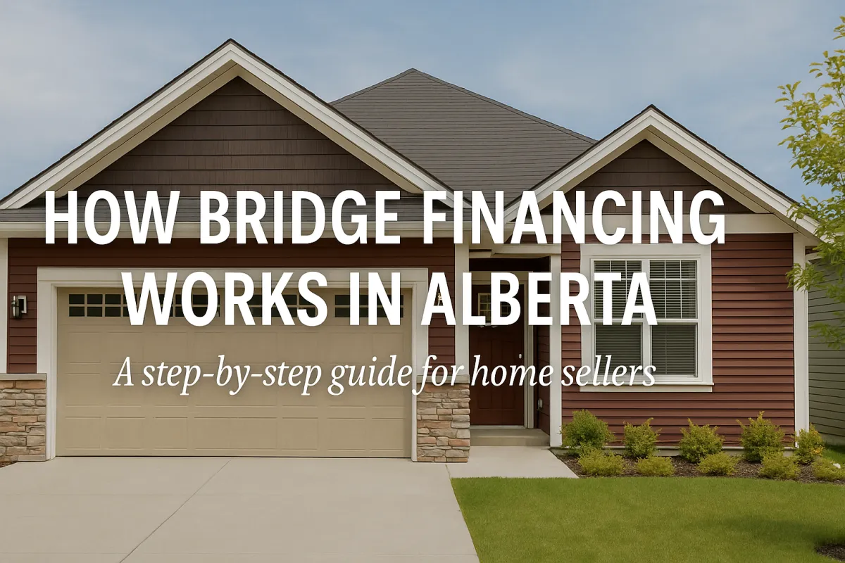 Alberta homeowner reviewing bridge financing documents during a real estate transition
