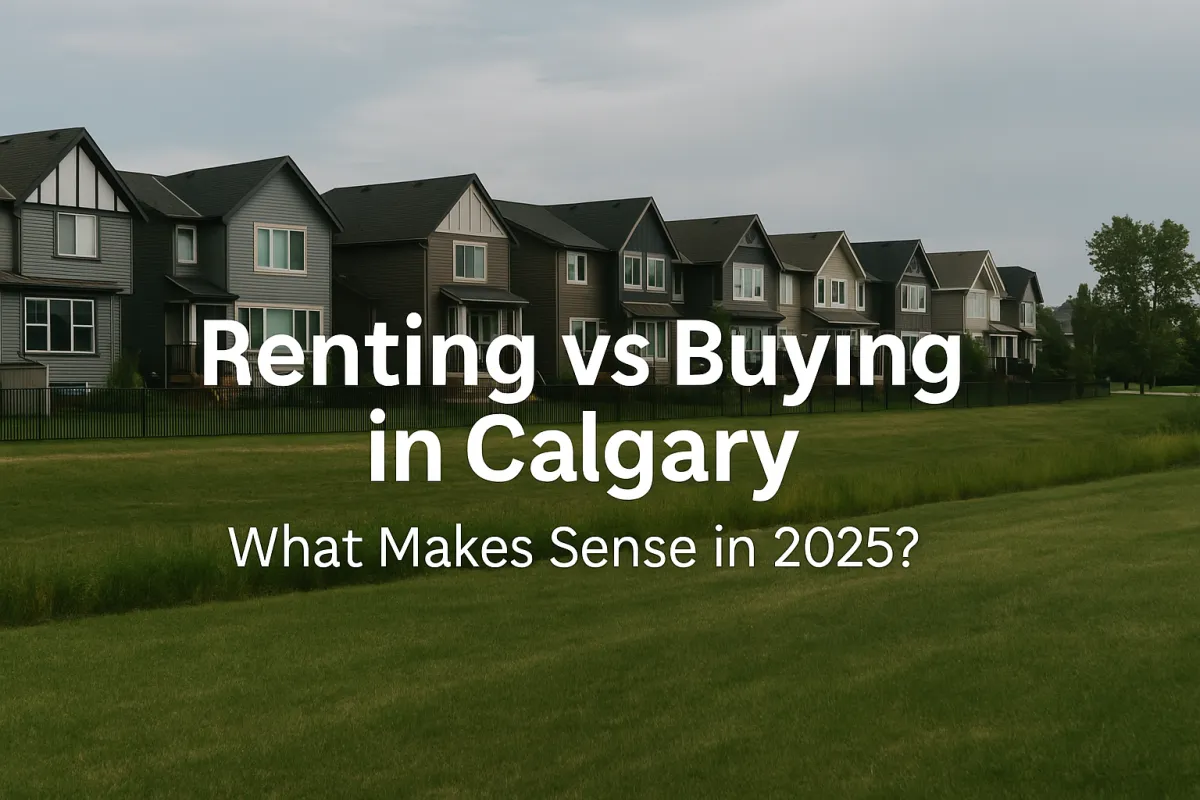 Calgary neighbourhood street comparing renting and buying options for local residents