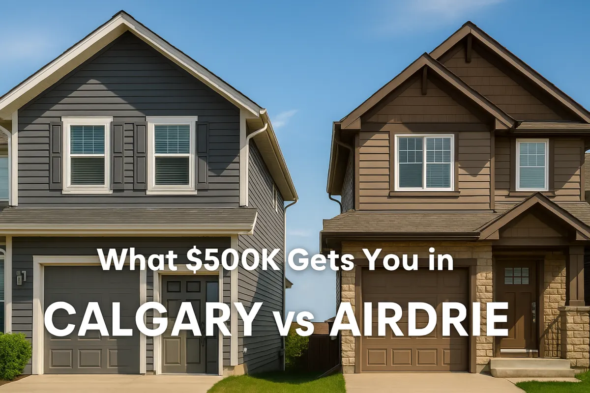 Side by side comparison of Calgary and Airdrie homes available in the $500K price range