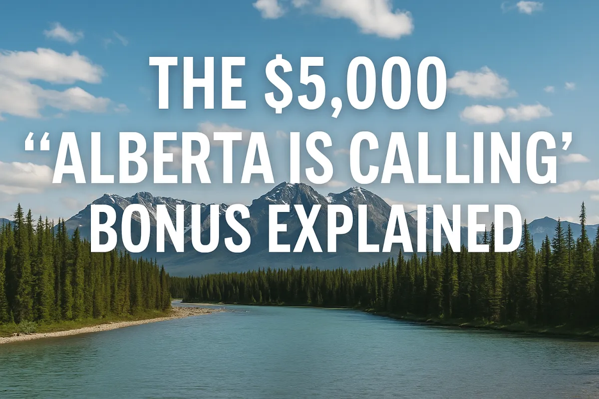 Alberta Welcome signage representing the province's relocation incentive program for new residents