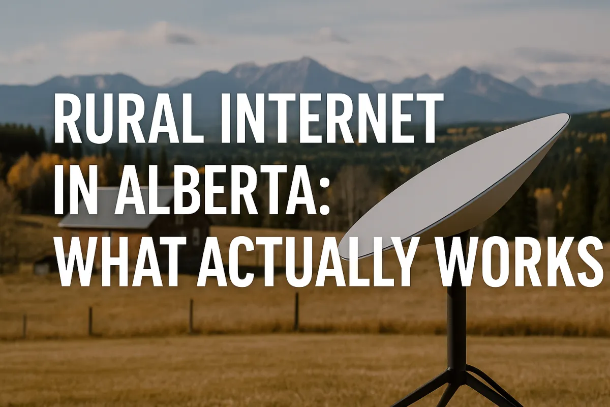 Alberta acreage resident working remotely with reliable rural internet connectivity options
