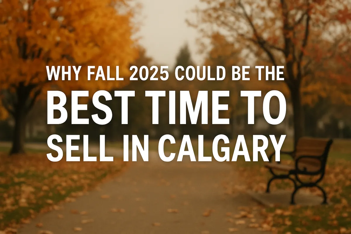 Calgary home listed for sale in autumn surrounded by fall foliage and seasonal curb appeal
