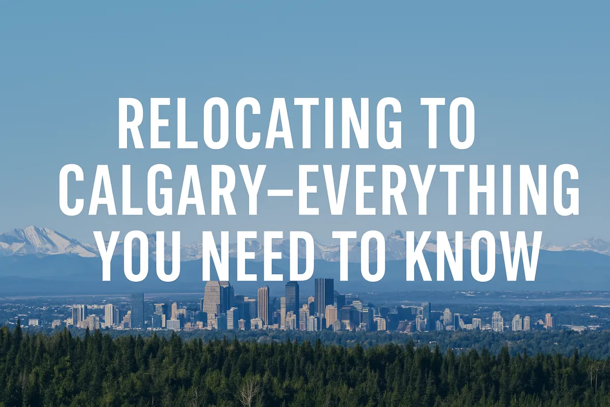 New resident arriving in Calgary with moving boxes ready to start their life in Alberta