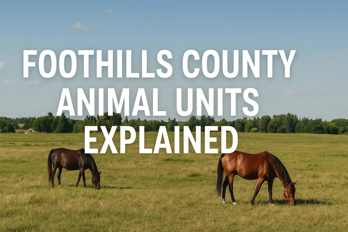 Alberta Foothills County acreage property with livestock illustrating rural animal unit regulations