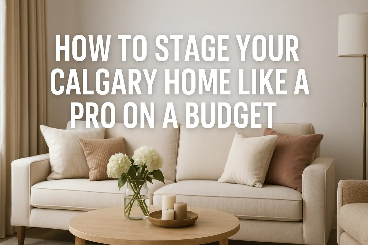 Calgary homeowner staging a living room on a budget to impress buyers before listing