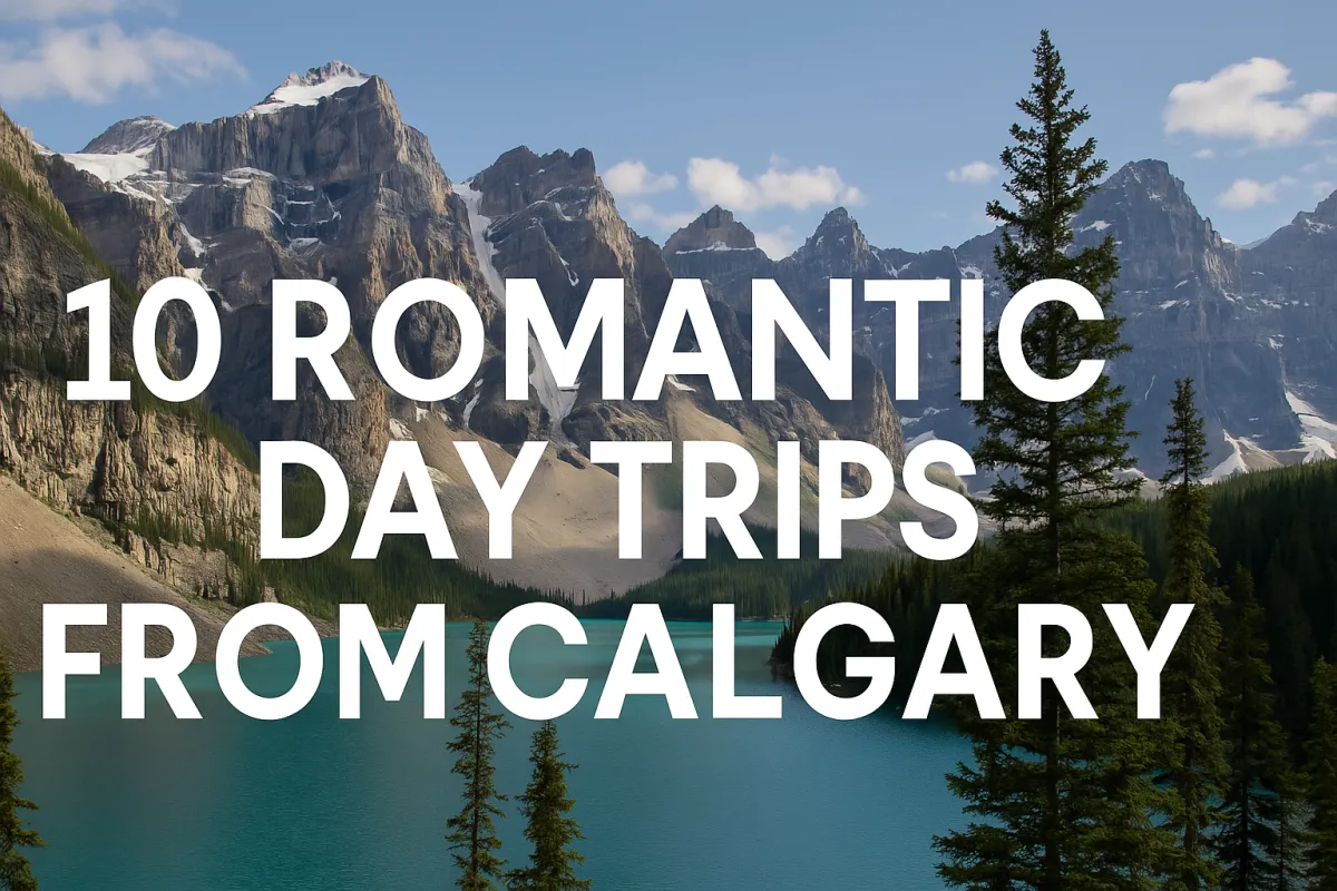 Couple exploring a scenic Alberta destination on a romantic day trip from Calgary