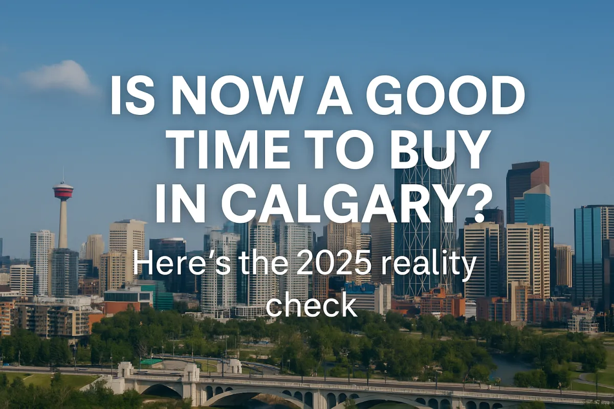 Calgary real estate agent reviewing 2025 market data with a buyer weighing the decision to purchase now