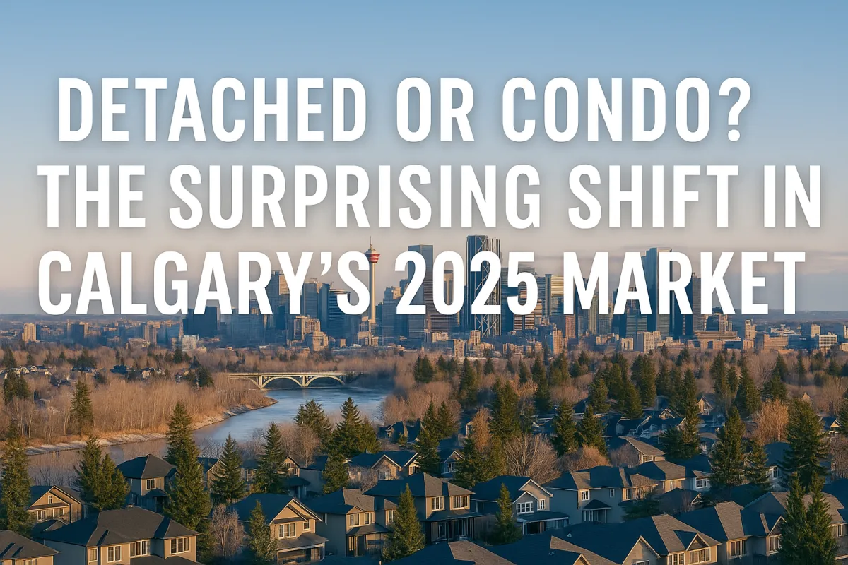 Calgary real estate market comparison between detached homes and condos reflecting 2025 buyer trends