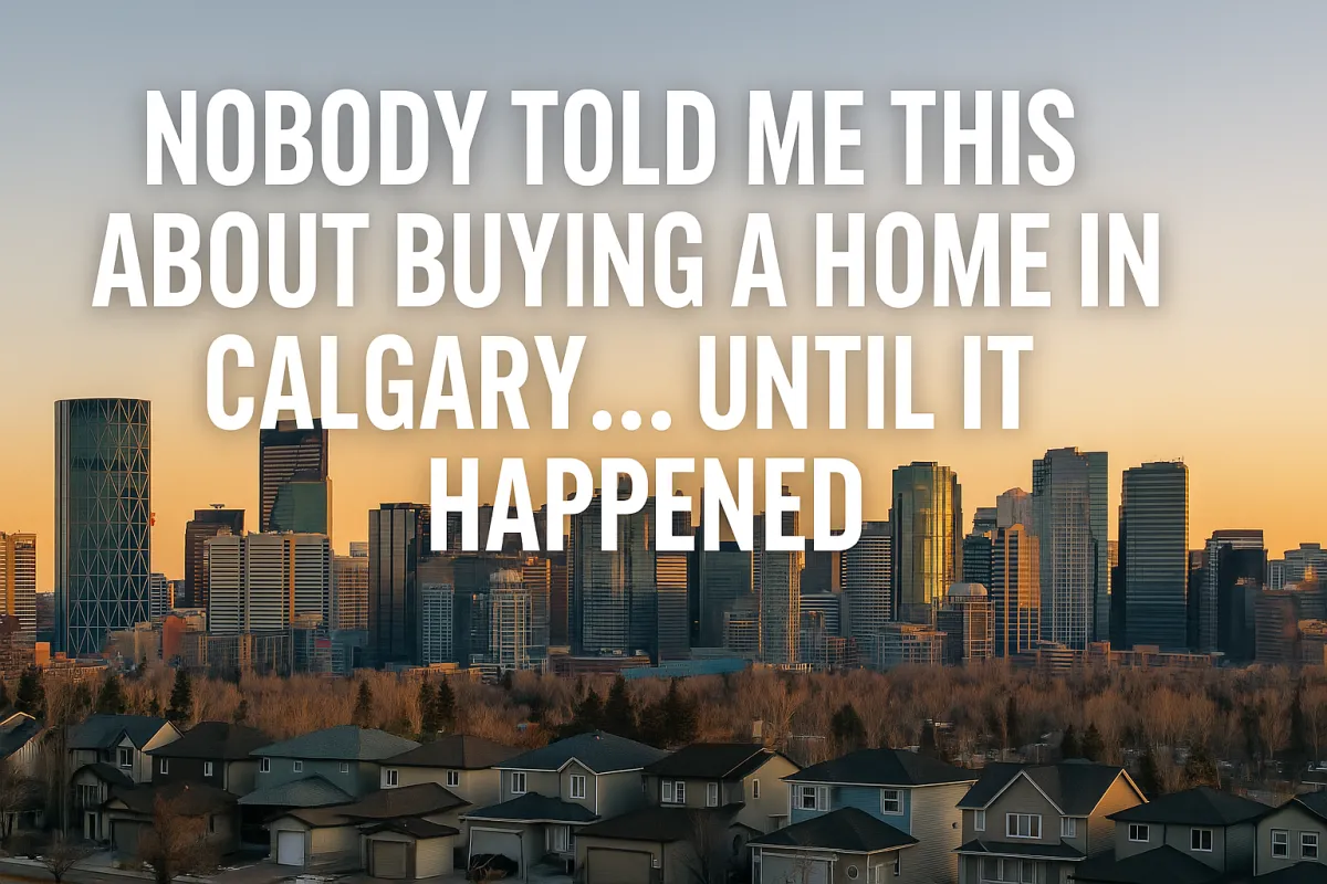 Calgary homebuyer looking surprised while reviewing unexpected details in a real estate transaction