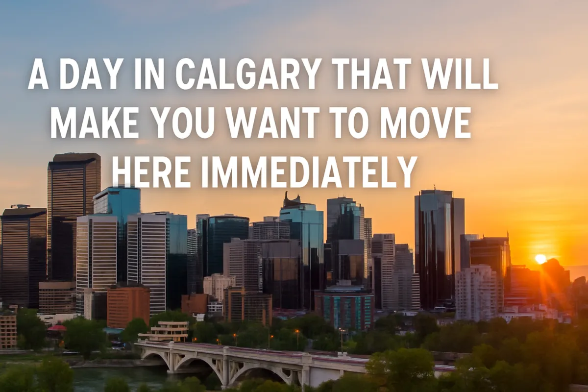 Vibrant Calgary street scene capturing the city's lifestyle appeal and energy on a perfect day