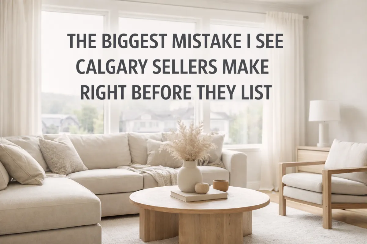 Calgary homeowner working with a real estate agent to avoid a costly pre-listing mistake before going to market