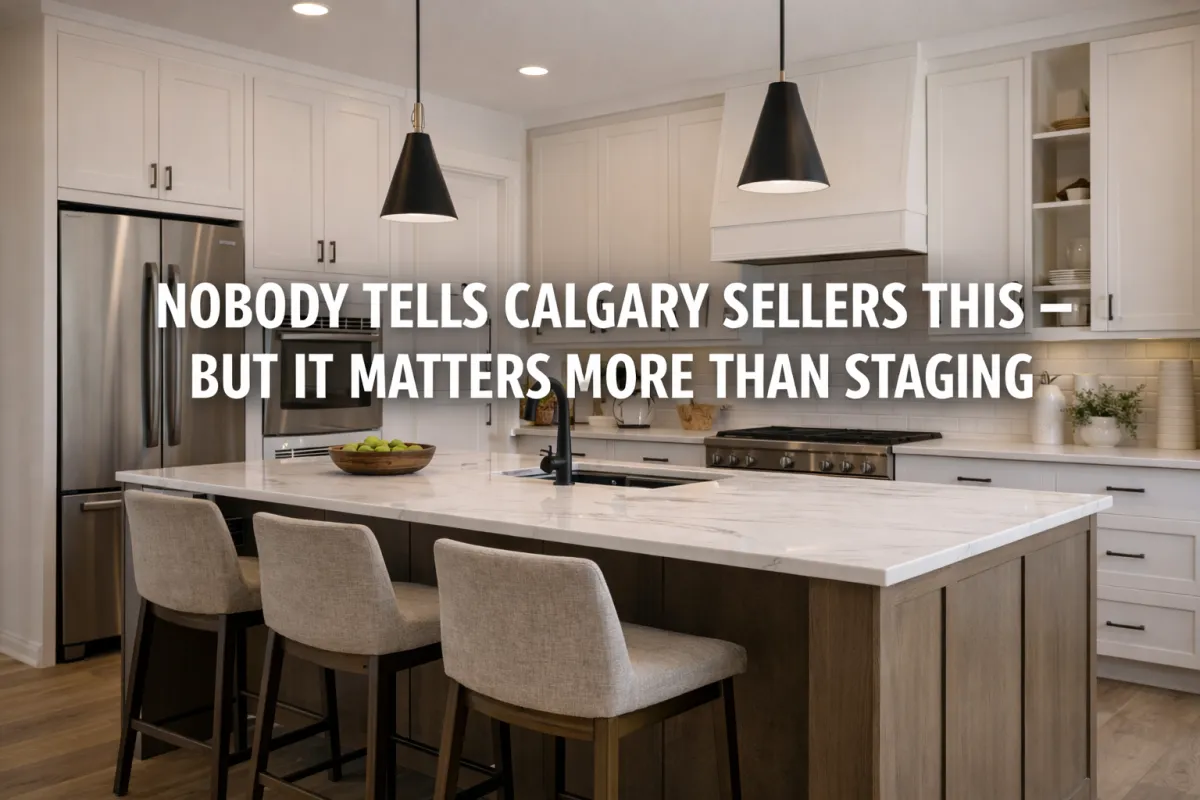 Calgary home seller receiving candid and strategic advice from a real estate agent before listing