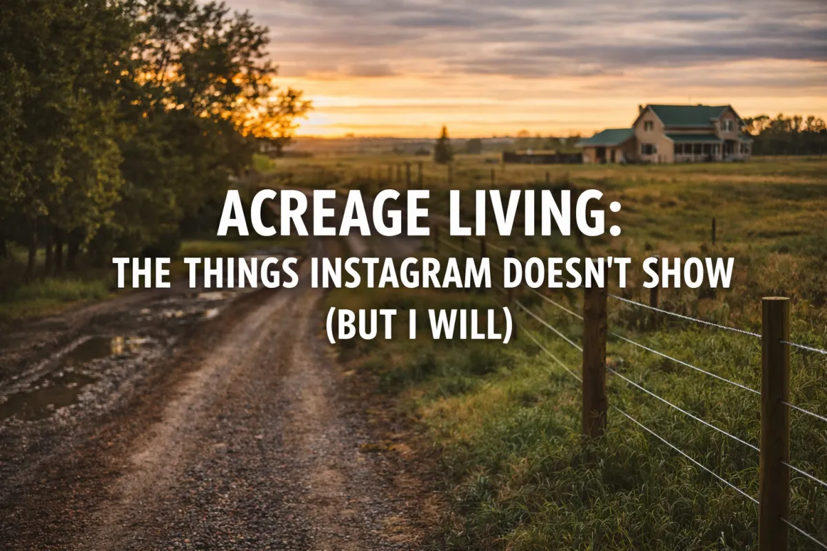 Alberta acreage property owner doing everyday rural chores revealing the unglamorous side of country living