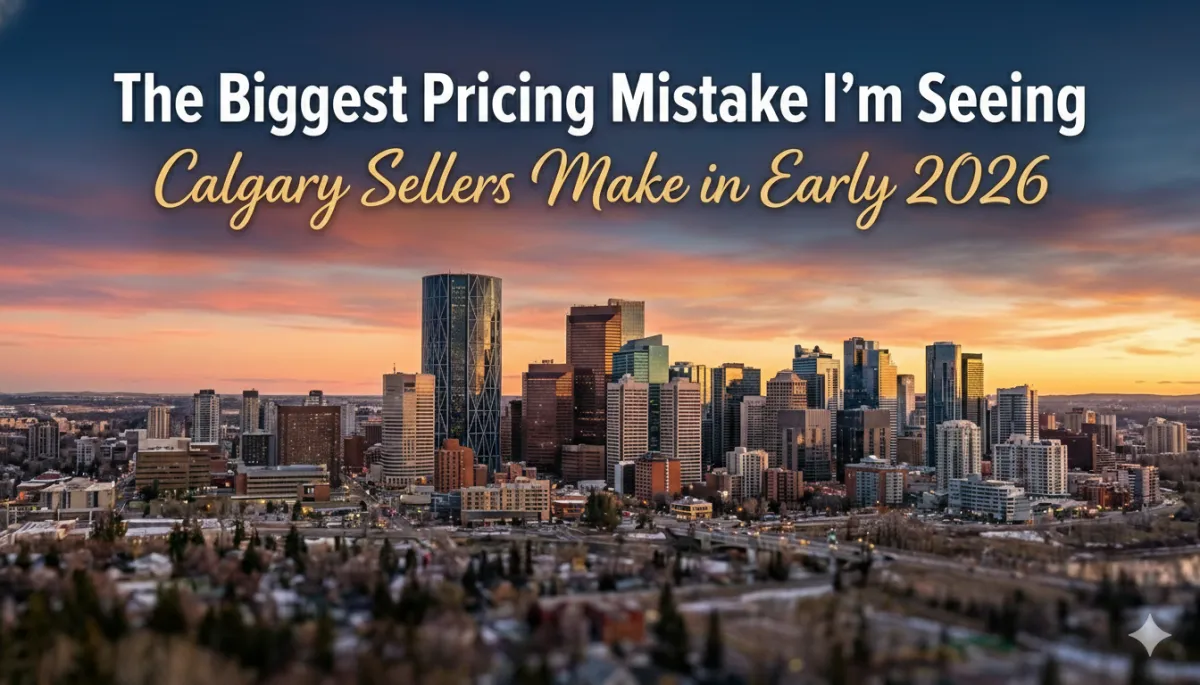 Calgary real estate agent reviewing comparable home sales data with a seller to correct a common pricing mistake