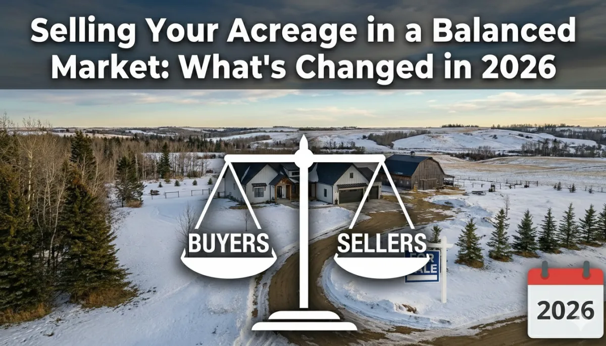 Alberta acreage property listed for sale as a real estate agent explains the shifting dynamics of the 2026 market