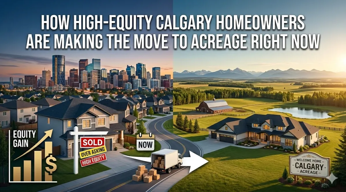 Calgary homeowner reviewing their home equity with a real estate agent while planning a transition to acreage living