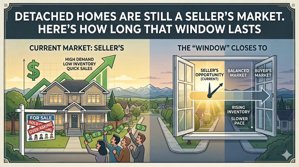 Calgary detached home for sale in a competitive seller's market with an agent advising on the shrinking listing window