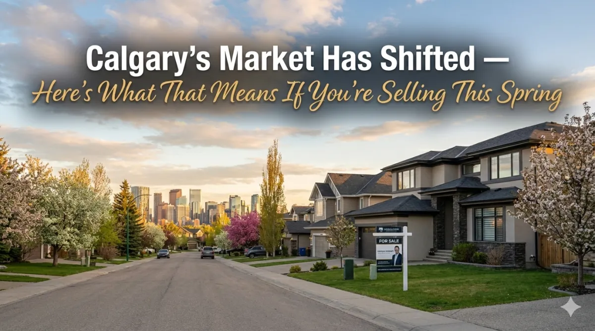 Calgary real estate agent meeting with a spring home seller to review updated market conditions and listing strategy