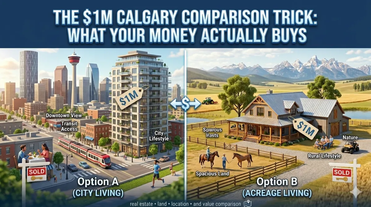 Calgary real estate agent comparing properties across different communities to show buyers what $1M truly delivers in today's market