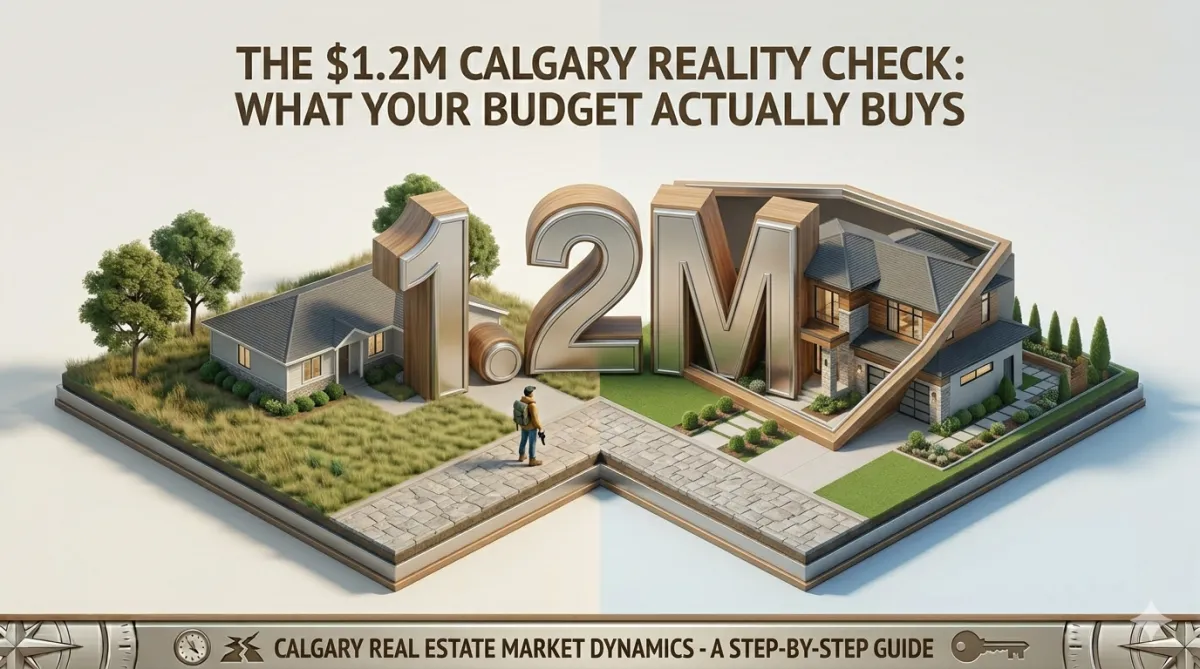 Calgary real estate agent walking a buyer through properties that reflect what $1.2M delivers in today's competitive market