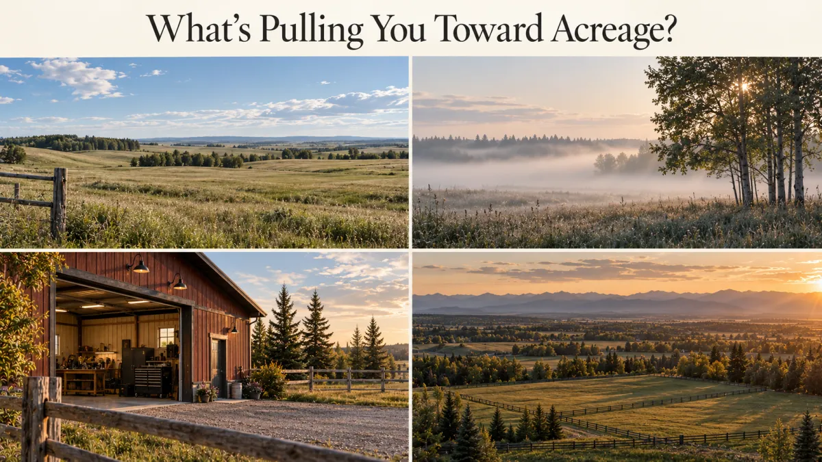What's Actually Pulling You Toward Acreage: The Space, the Quiet, Room for Animals or a Shop, or the Investment?