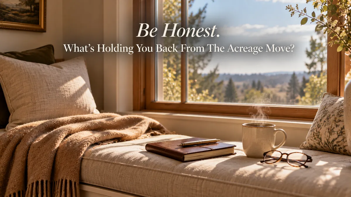 Be Honest. What's Holding You Back From the Acreage Move? The Cost, the Commute, the Maintenance, or Leaving the City? 👇
