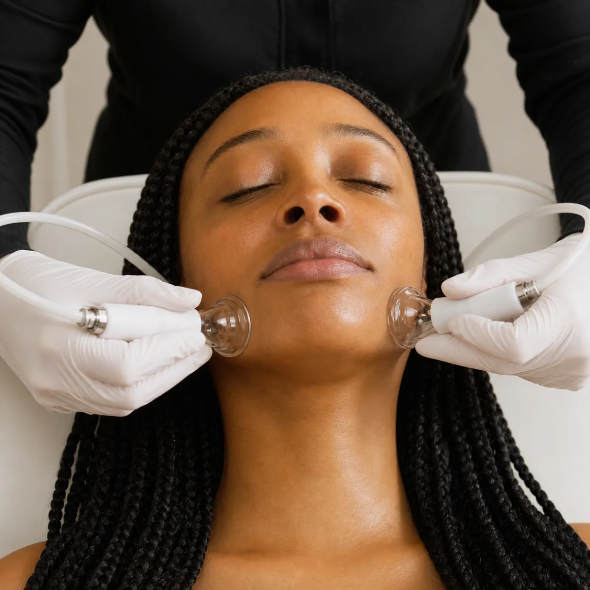 Client receiving a Glace Facial at Total Regen Whole Body Cryo in San Antonio, TX
