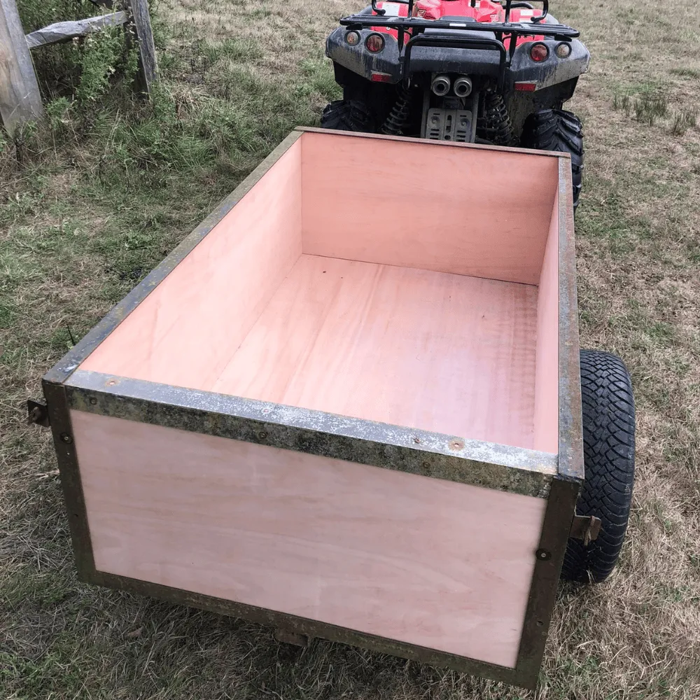 A wooden trailer that we made for a local farmer