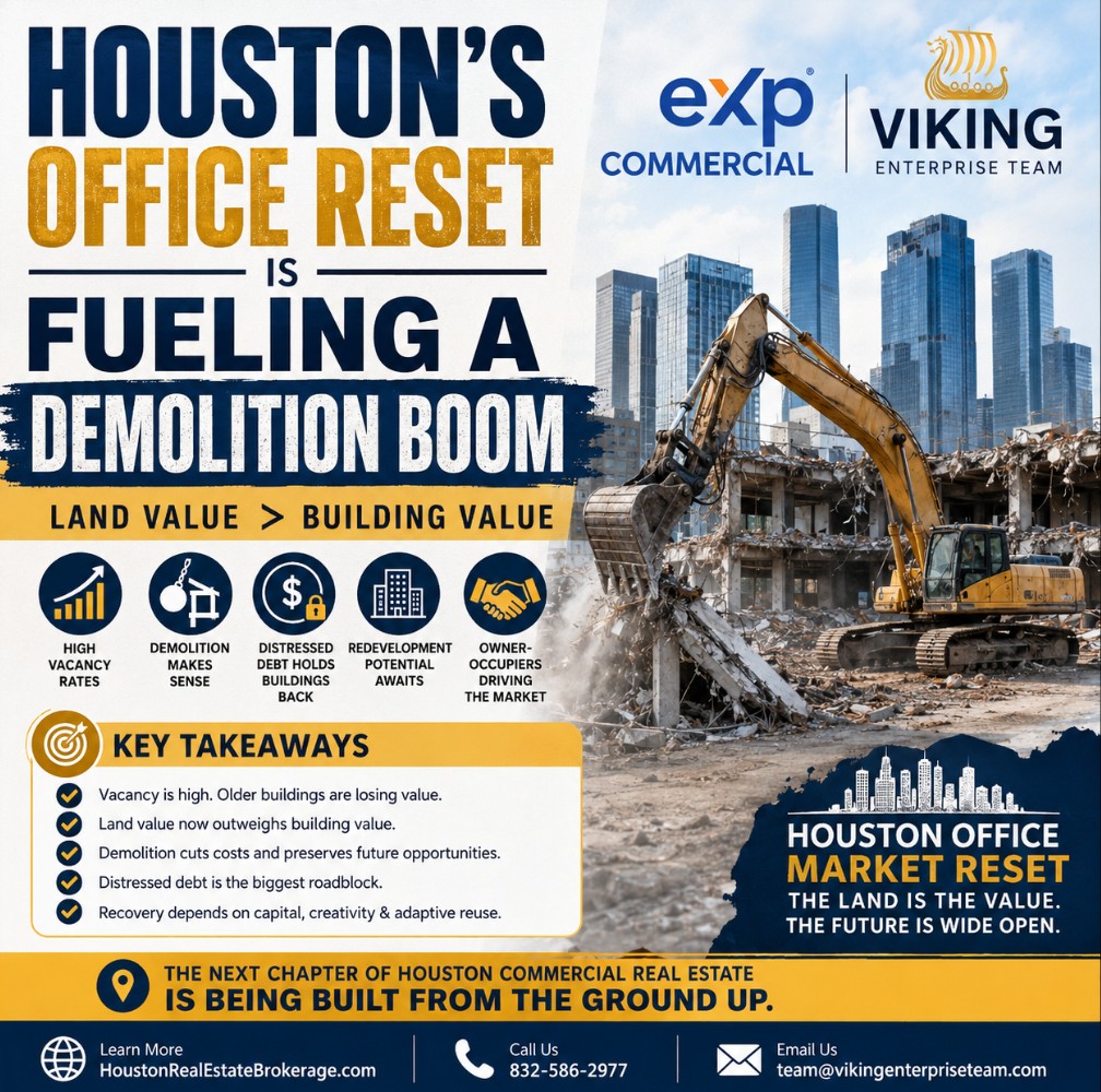 🏗️ Houston Office Demolition Boom: Why Land Is Now More Valuable Than the Building 🏢