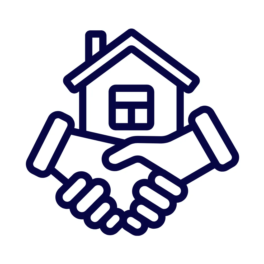 Handshake and house icon showing De Luca Construction is a family-owned local business serving the Coopersburg area